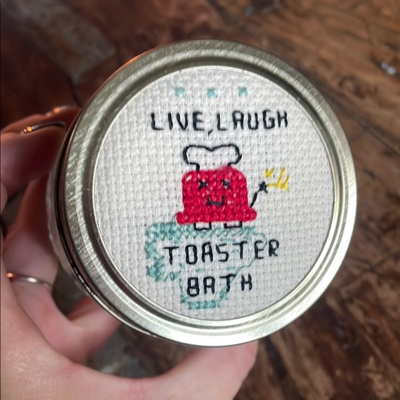 Handmade Other - Live Laugh Toaster Bath Embroidered Art